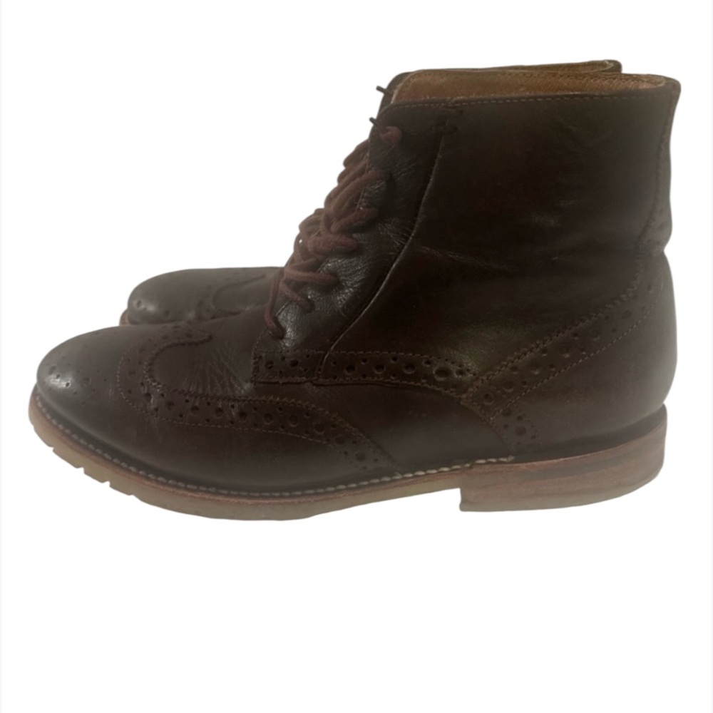 J.D. Fisk Leather Boots Distressed‎ Black Brown Ankle Boots Men's  8 Zip